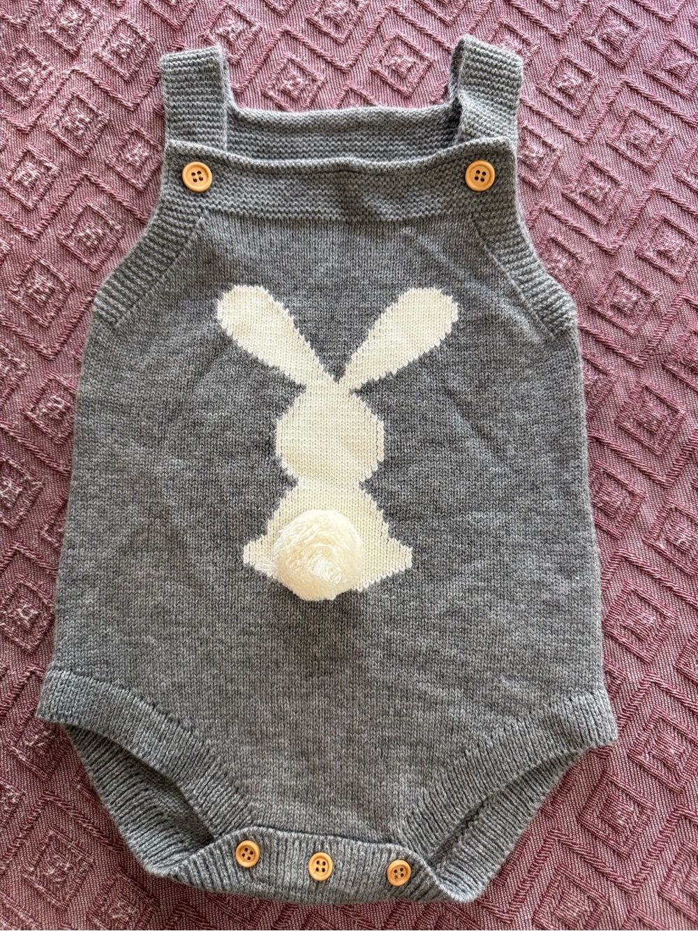 Gray Knit Bunny Romper for Small Pets